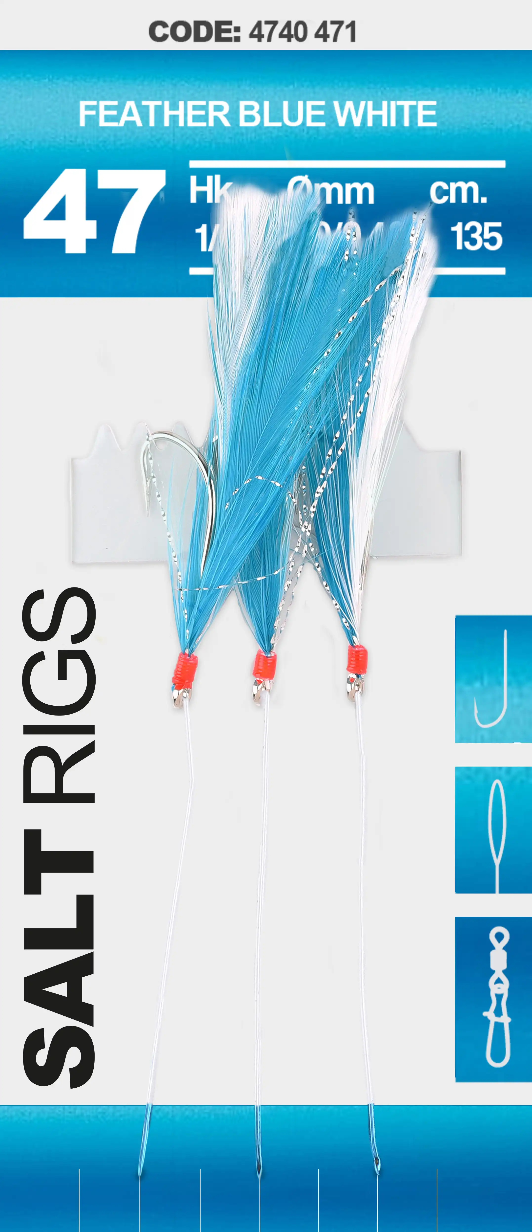 Spro 47 Salt Rig Feather Blue White #1/0