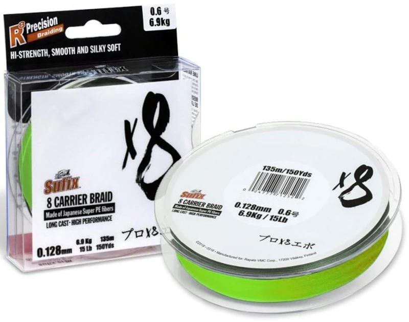 Sufix X8 Carrier Braid 150m Neon Chartreuse 0,10mm 5kg