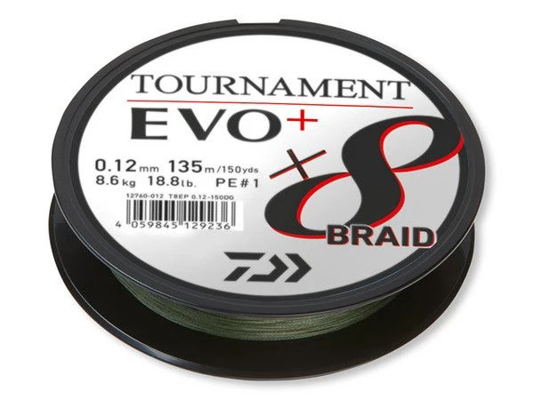Daiwa Tournament X8 Braid EVO+ 135m Dark Green 0,26mm 19,8kg
