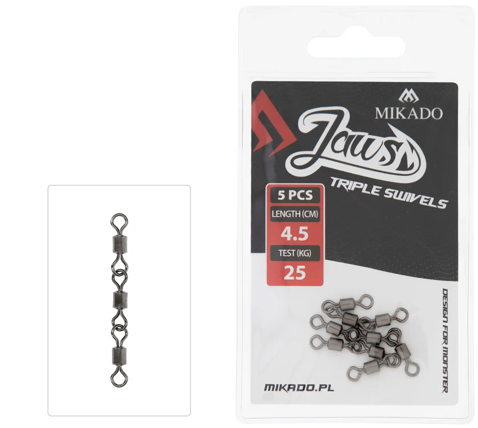 Mikado Wirbel Jaws Triple Swivels 25kg 5Stk.