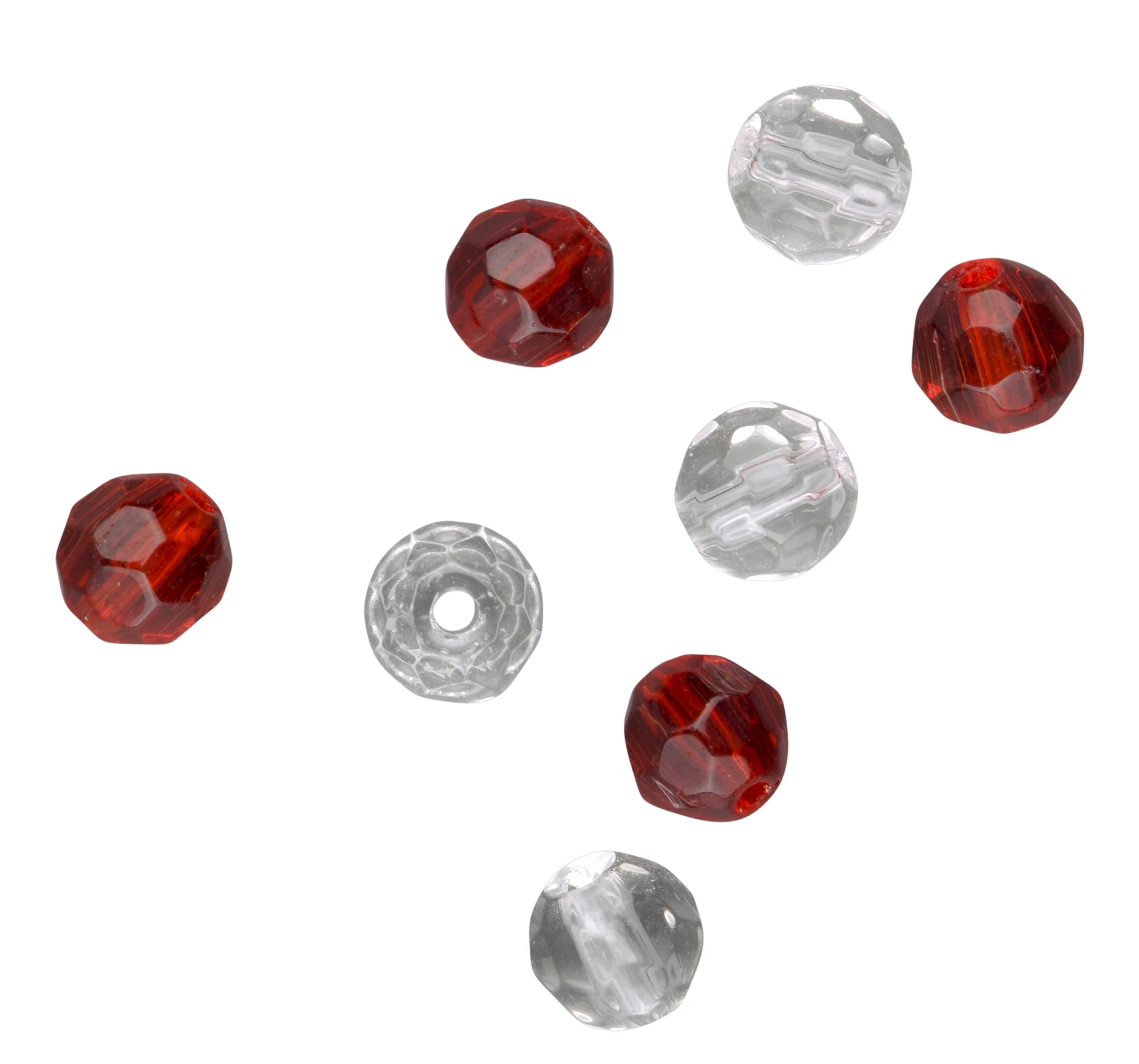 Spro Faceted Glass Beads 8,00mm Rot Weiß